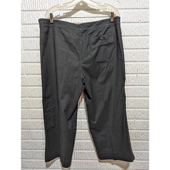 Eileen Fisher Women's Black Flat Front Cotton Wide Leg Crop Pants Large - Picture 5 of 6